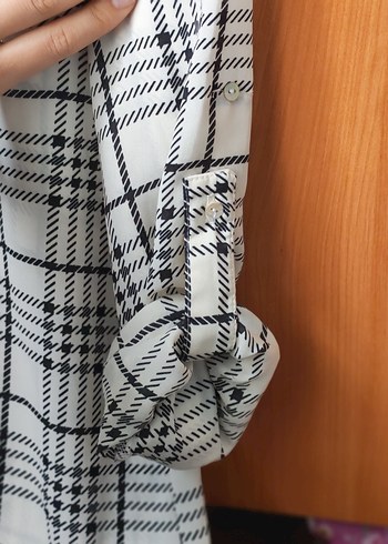 Düğmeli Ekose Desenli Kadın Gömlek - Görsel 4