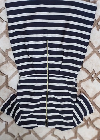Çizgili Elbise, Kısa Kollu - Görsel 2