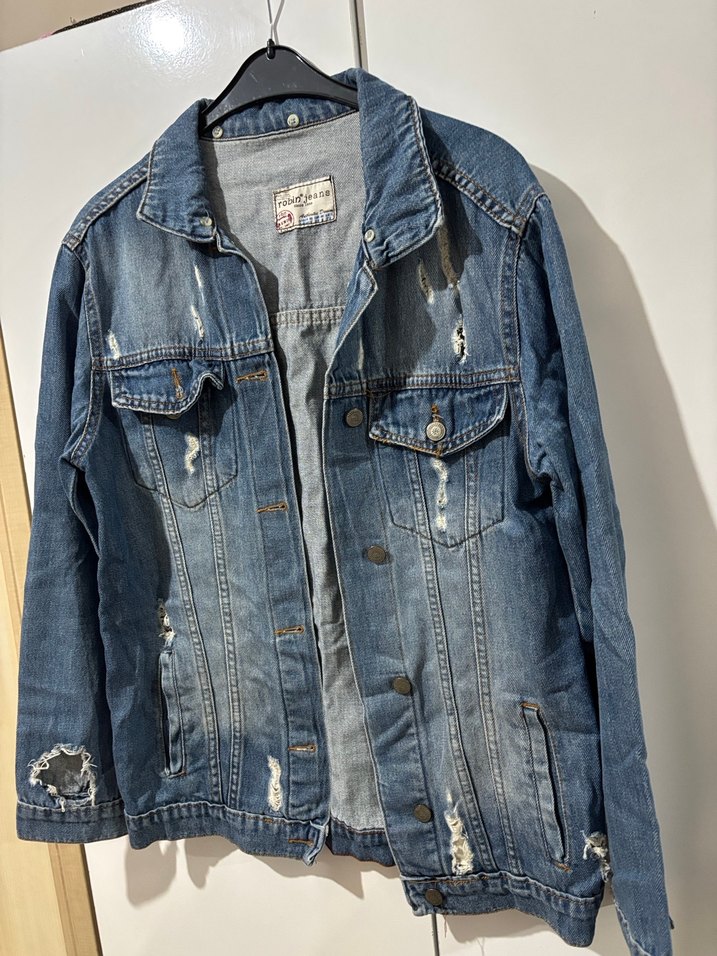 Düğmeli Mavi Kadın Denim Ceket - Görsel 3