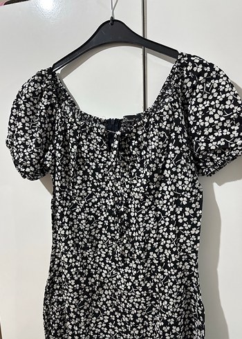 Siyah Mini V Yaka Fırfırlı Elbise - Görsel 3