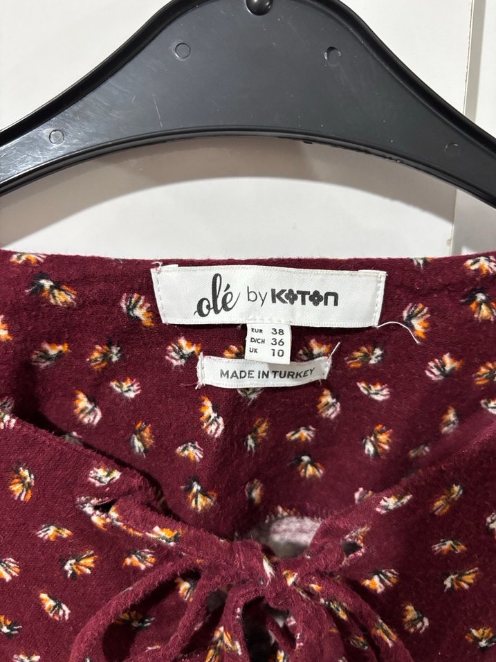 Bordo V Yaka Uzun Kollu Bohem Midi Elbise - Görsel 3