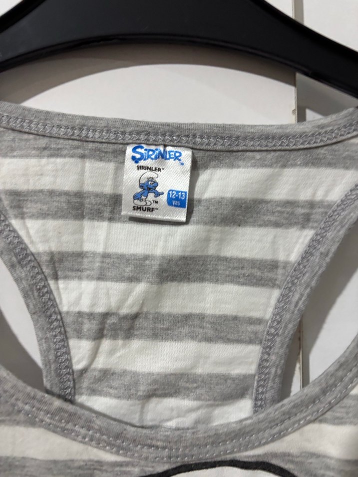 Çizgili Baskılı Gri Çocuk Atlet - Görsel 2