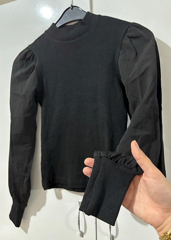 Siyah Uzun Kollu Yüksek Yakalı Kadın Bluz - Görsel 3