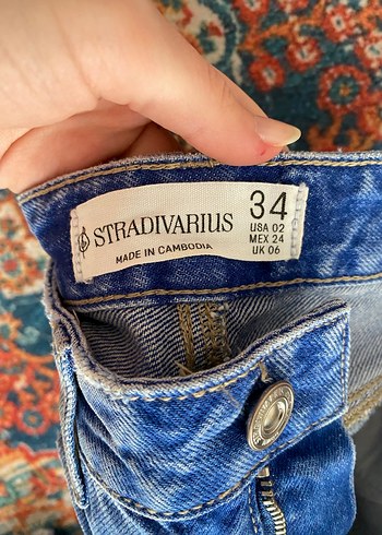 34 Beden mavi Renk Kadın Mavi Denim Midi Boy Yırtık Jean