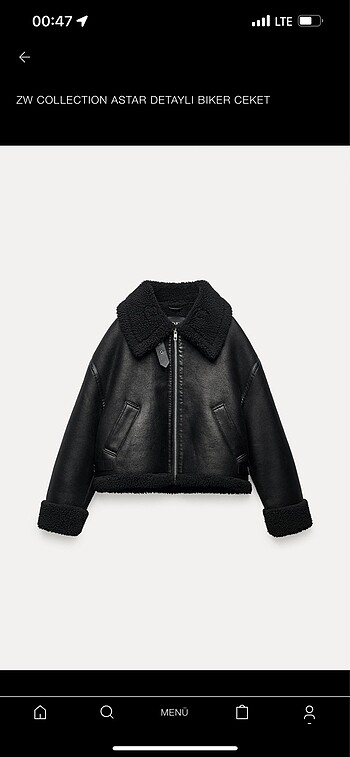 Zara Astar Detaylı Biker Ceket