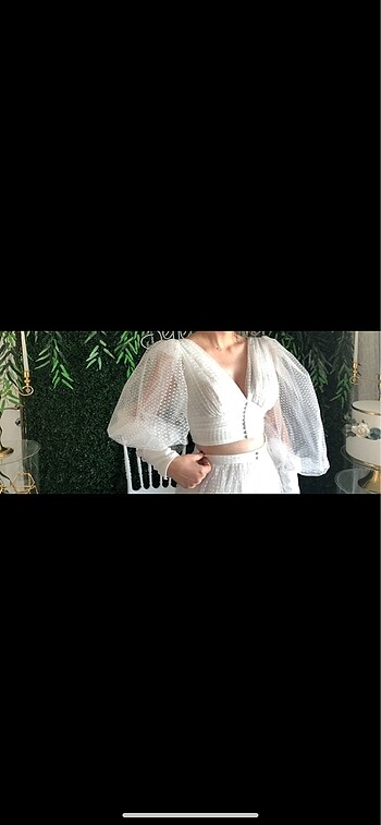 Beyaz elbise alt üst bluz etek - Görsel 2