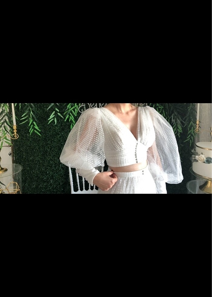 Beyaz elbise alt üst bluz etek - Görsel 2