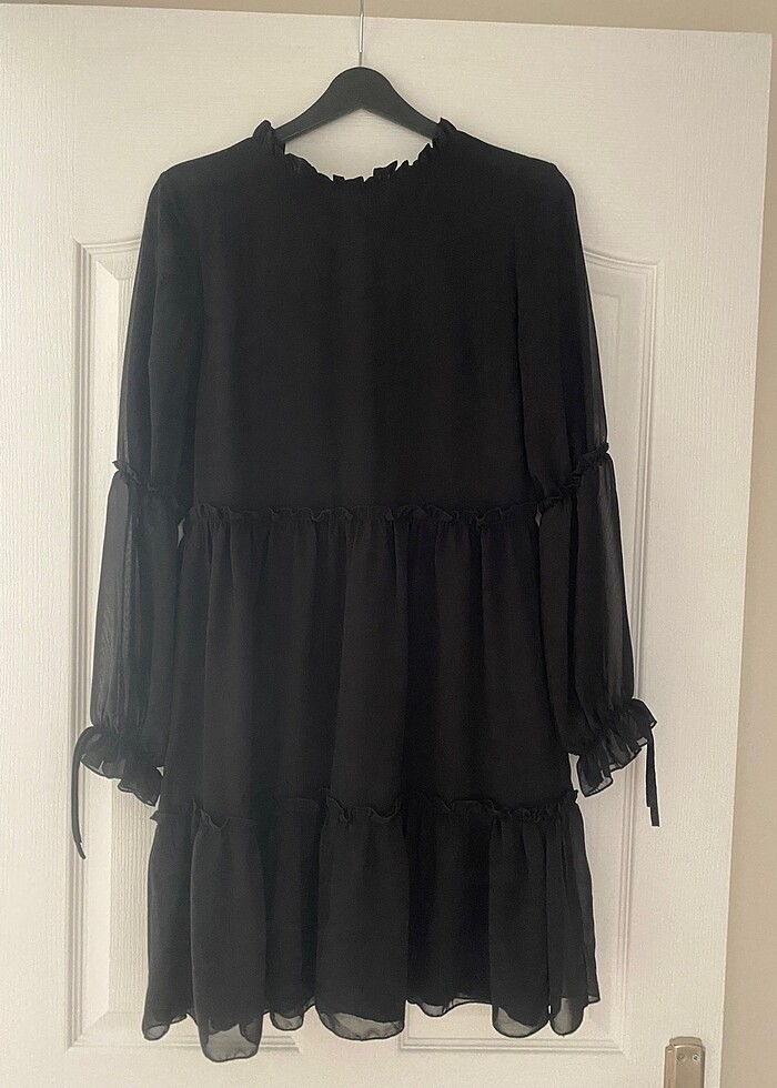 Siyah şifon elbise - Görsel 2