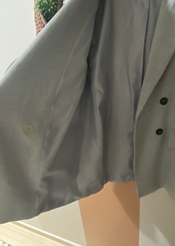 Gri Keten Kadın Blazer Ceket - Görsel 2