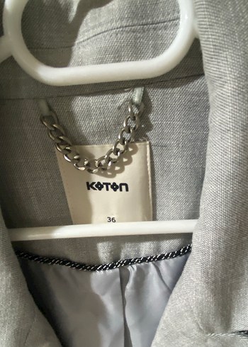 Gri Keten Kadın Blazer Ceket - Görsel 3