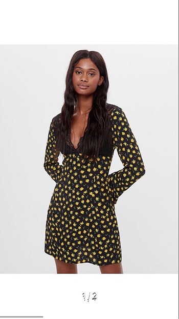 Bershka çiçekli elbise