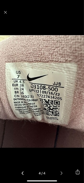 38 Beden mor Renk Nike Lila Kadın Spor Ayakkabı