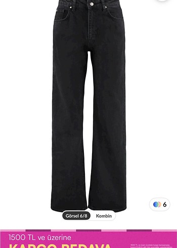 Trendyol & Milla Siyah yüksek bel wide leg smoke jeans 36 beden