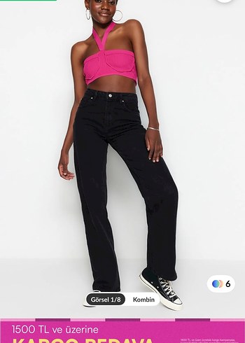 36 Beden Siyah yüksek bel wide leg smoke jeans 36 beden
