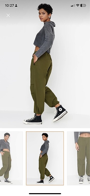 Trendyol & Milla Haki normal bel paraşüt pantolon