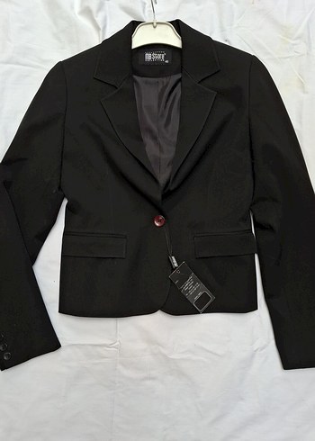 Düğmeli Siyah Mini Kadın Blazer Ceket