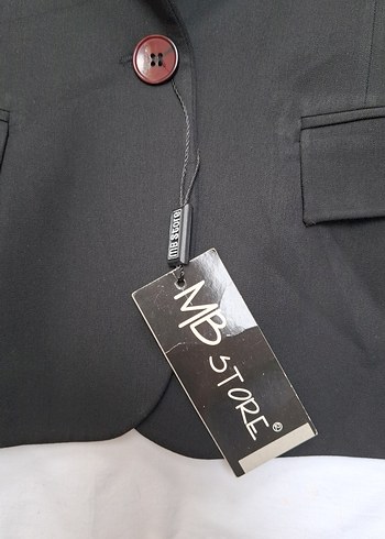 40 Beden Düğmeli Siyah Mini Kadın Blazer Ceket