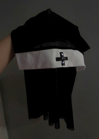 l Beden siyah Renk Cosplay Rahibe Kostüm + Peruk