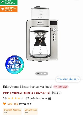Fakir Aroma Master Beyaz Kahve Makinesi