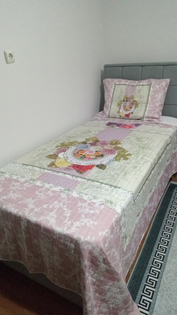 Pembe Nakışlı Pastel Yatak Örtüsü - Görsel 4