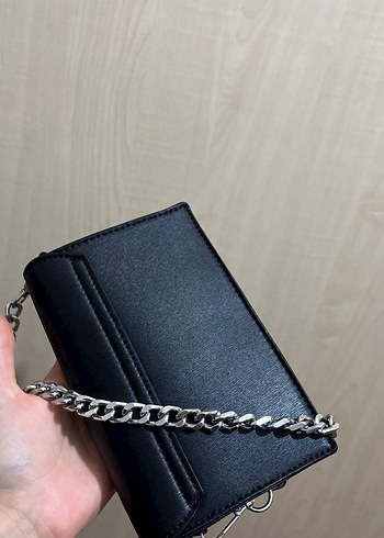 Zincir Detaylı Siyah Deri Kadın Çanta - Görsel 7