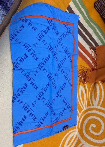 Renkli Baskılı Mavi şal - Görsel 6