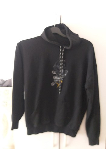Siyah Zincir Detaylı Erkek Sweatshirt