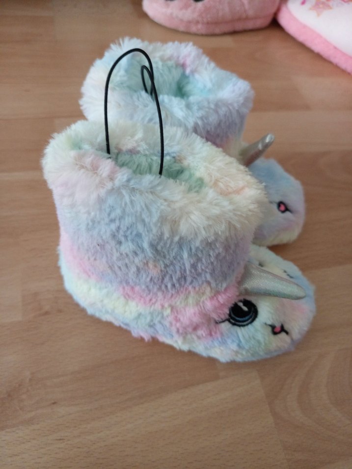 Kız Çocuk Çok Renkli Peluş Unicorn Ev Terliği - Görsel 2