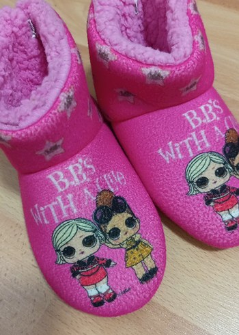 Kız Çocuk Pembe Baskılı Polar Ev Terliği - Görsel 2