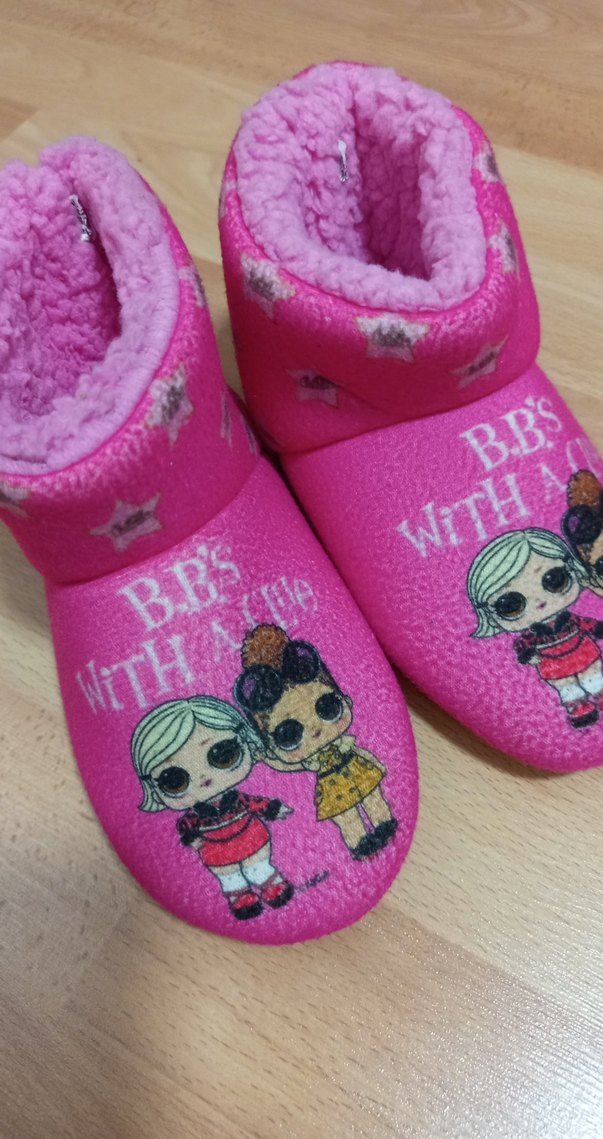 Kız Çocuk Pembe Baskılı Polar Ev Terliği - Görsel 2