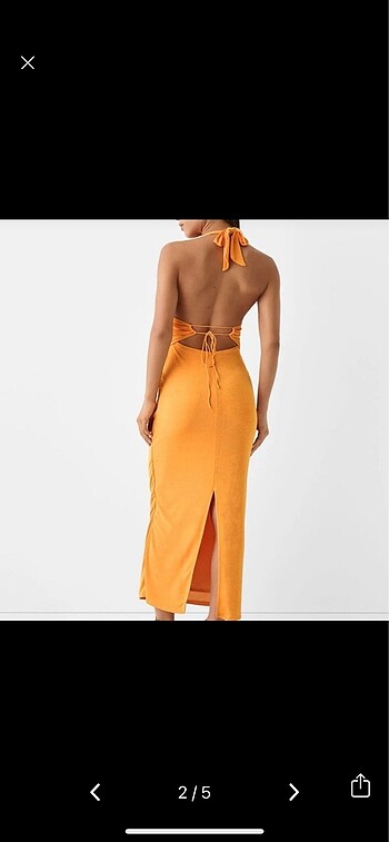 Bershka bershka halter yaka turuncu elbise