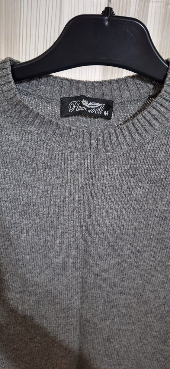 Gri Uzun Kollu Kadın Yün Kazak - Görsel 2