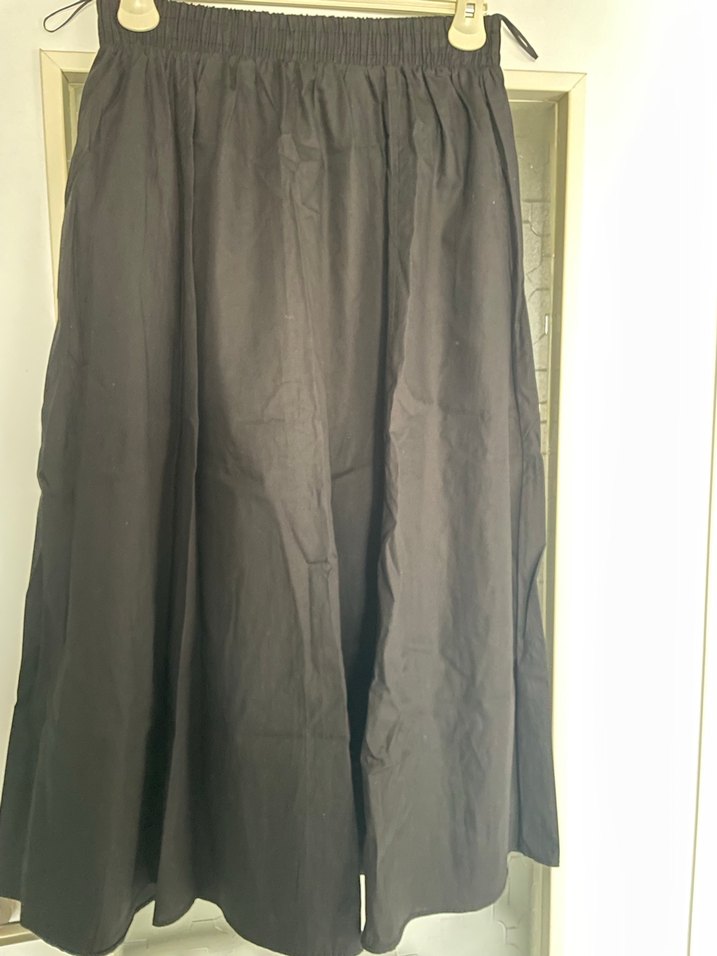 Kadın Siyah Salaş Pamuk Uzun Etek - Görsel 2