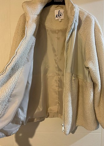 Beyaz Yüksek Yakalı Suni Kürk Kadın Ceket - Görsel 3