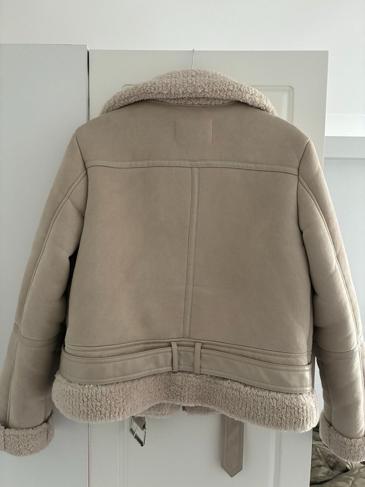 Bej Süet Kürklü Kadın Ceket - Görsel 2