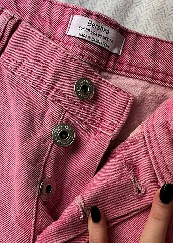 Pembe Mini Kot Şort - Görsel 4