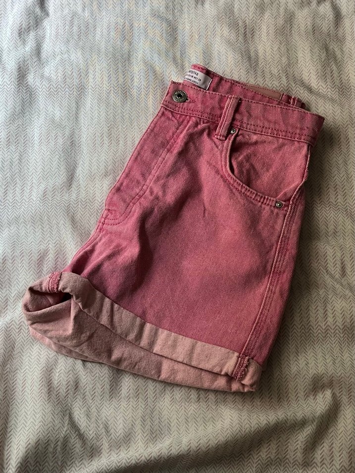 Pembe Mini Kot Şort - Görsel 3