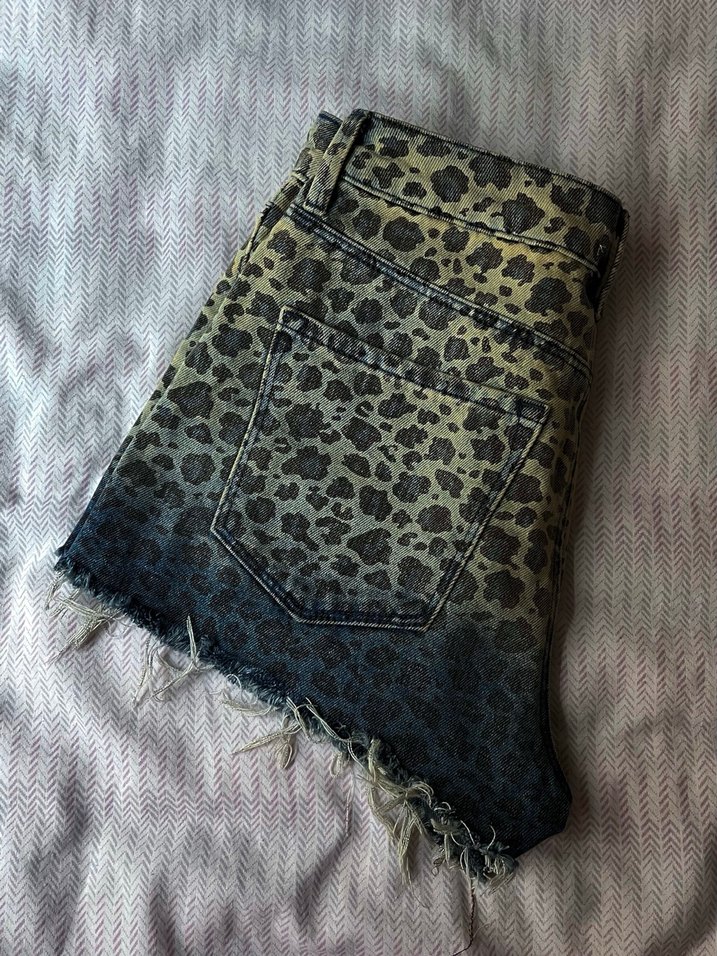 mavi leopar şort - Görsel 3