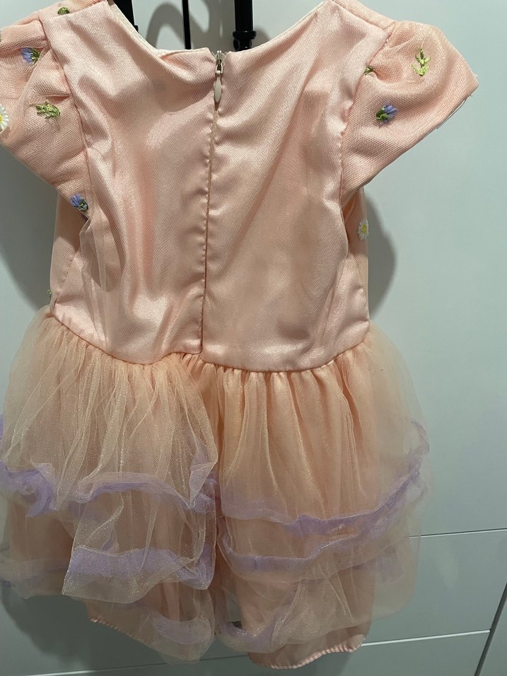 Nakışlı Pembe Kız Çocuk Elbisesi - Görsel 3