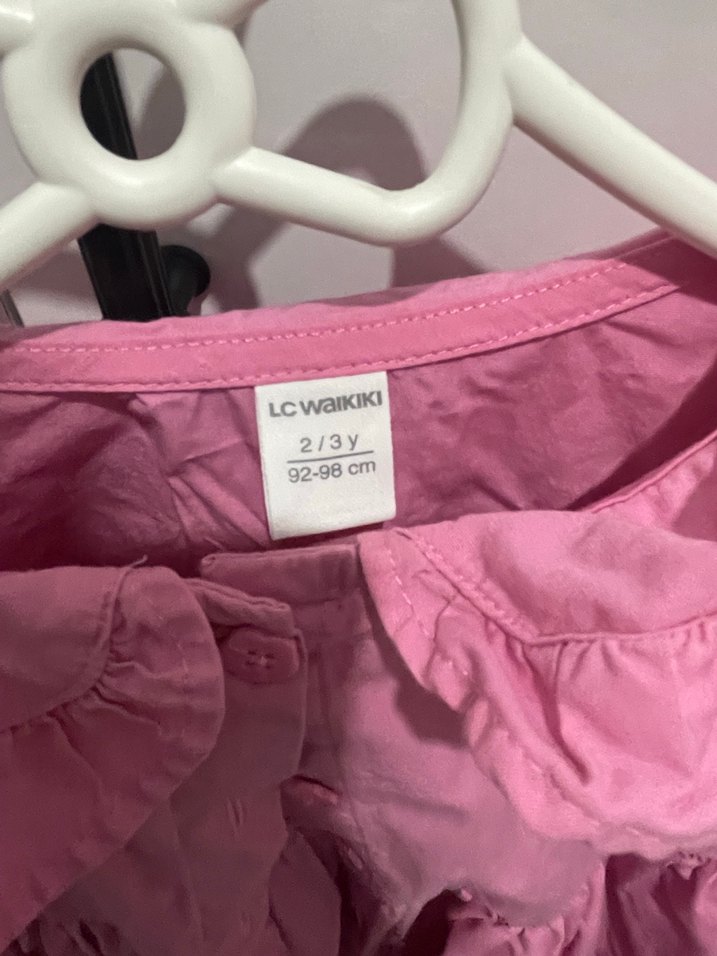 Pembe Kız Çocuk Keten Elbise - Görsel 2