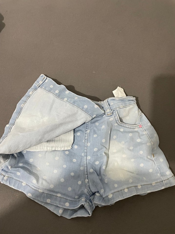 Kız Çocuk Mavi Puantiyeli Denim Şort - Görsel 3