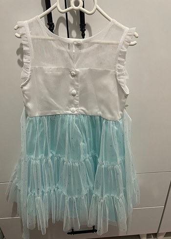 Kız Çocuk Beyaz Baskılı Fırfırlı elbise - Görsel 2