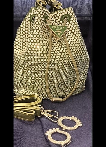 Prada taşlı çanta.Prada özel seri torba model .Hiç bir yerde sat - Görsel 5