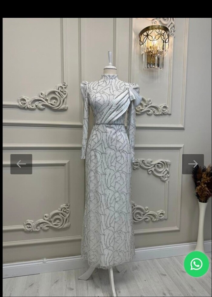 Taş işlemeli beyaz söz/nişan/isteme elbisesi - Görsel 2