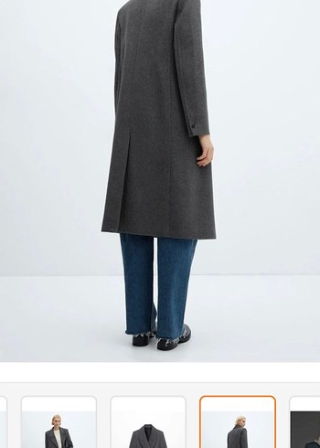 Mango kadın yün Gri Uzun Düğmeli Kaban - Görsel 4