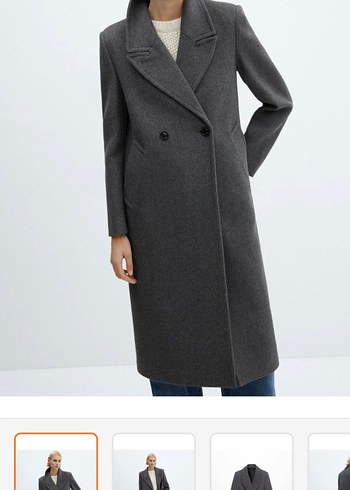 Mango kadın yün Gri Uzun Düğmeli Kaban - Görsel 2