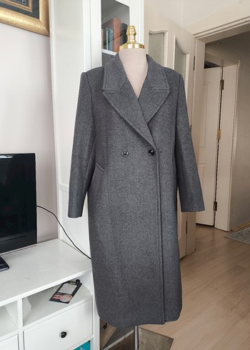 Mango kadın yün Gri Uzun Düğmeli Kaban - Görsel 5