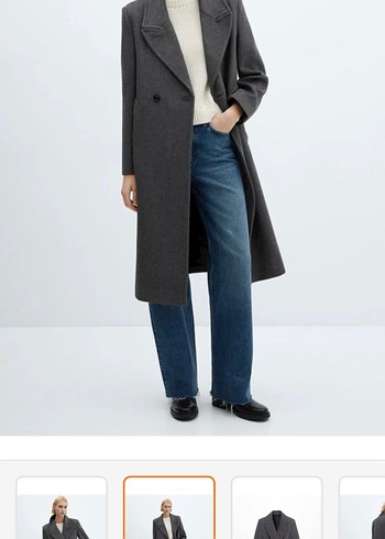 Mango kadın yün Gri Uzun Düğmeli Kaban - Görsel 3