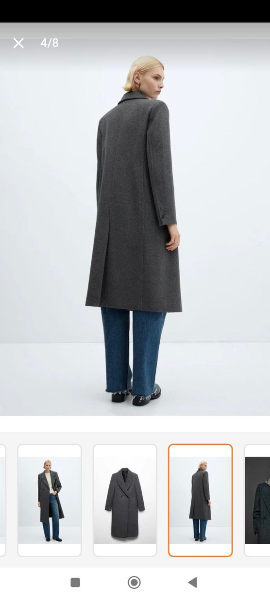 Mango kadın yün Gri Uzun Düğmeli Kaban - Görsel 4