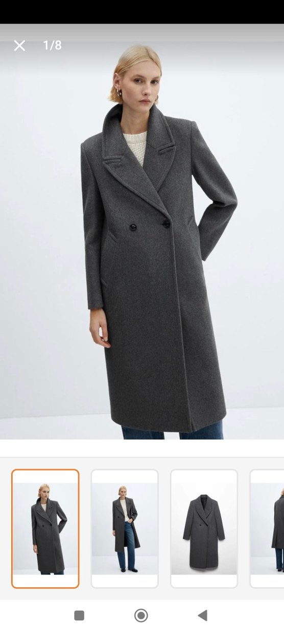 Mango kadın yün Gri Uzun Düğmeli Kaban - Görsel 2